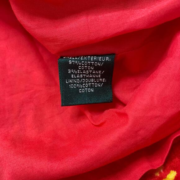 RALPH LAUREN LRL Yellow Red Tropical Floral Print Cotton Stretch Dress Size 12 - Picture 8 of 11